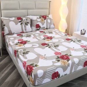 3pcs Floral Print Bedding Set, Soft and Comfortable, Suitable for Bedroom, Guest Room, One Piece Fitted Sheet + Two Pillowcases, Without Core