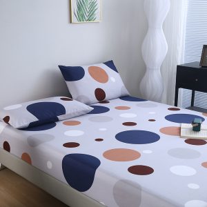 3 Pieces Soft and Comfortable Geometric Dot Print Bedding Set with 2 Pillowcases and 1 Fitted Sheet, Suitable for Bedroom or Guest Room, 11.81-13.39inch Height, No Pillow Core, Machine Washable