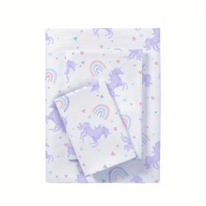 Soft Microfiber Sheet Set, Purple Unicorn, Twin, 3 Pieces, Easy Care