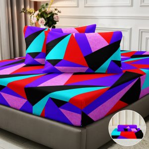 JIT3pcs 85G7 Polyester Geometric Neon Digital Bedding Set, Soft & Comfortable, 8 Sizes, Includes 2 Pillowcases, 20x30 inches, 30-34cm Height, Jacquard Weave, Digital Print, 80-85gsm Fabric, Seasonal All-Year Use, Machine Washable