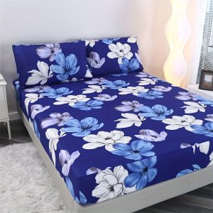 3-Piece Floral Sheet & Pillowcase Set 100% Polyester Sanded Breathable All-Season Bedding with Fitted Sheet and Pillowcases - Machine Washable Flower Pattern Woven Craftsmanship Lightweight Fabric