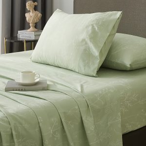 Sage Green Sheets, 16 Inch Deep Pocket Sheets Shabby Chic Green Floral Cute Bed Sheets Soft Breathable