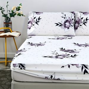 3pcs Creative Graphic Floral Print Bedding Set, Soft and Comfortable, Suitable for Bedroom, Guest Room, One Piece Fitted Sheet + Two Pillowcases, Without Core