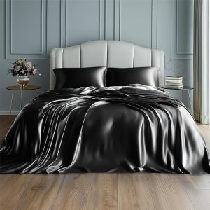 Bedsure Satin Sheets - 4 Pcs For women Bed Sheets, Similar to Silk Sheets, Bed Sheets for Hair and Skin, Gifts For Women