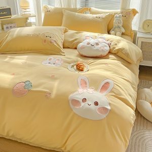 Ins Wind Cartoon Fully Washed Cotton Four-piece Bedding Set