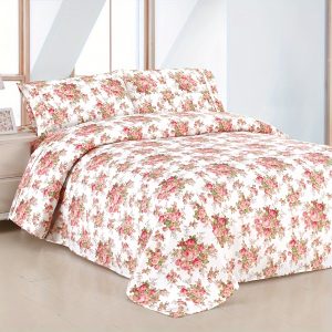 4Pcs Christmas Halloween Gift 100GSM Exquisite Flower Printed Bed Sheet Set Beautifully Box Stitched 2 Printed Pillowcases (without Filling)+ 1 Flat Sheet + 1 Fitted Sheet Shrinkage And Fade Resistant Breathable Percale Weave Easy Care