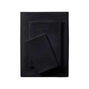 Super Soft High Quality Brushed Microfiber Bed Sheet Set, Twin-XL, Rich Black, 3 Piece